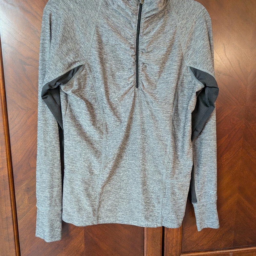 Champion Quarter Zip Athletic Shirt Running Top Gray Size L
